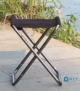 AFAU Black Color Portable Folding Stool Camping Stool Mini Size Camping Stool Aluminum Alloy Folding Stool for Travel Camping Hiking Fishing Gardening with Carry Bag Waiting Rest Chair Lightweight Chair Oxford Cloth