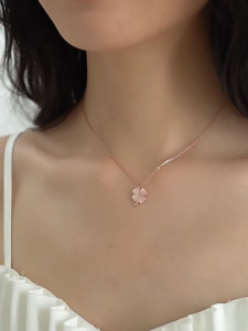 CHOMEL Singapore Clover necklace 18K for women no rusting rantai leher perempuan chain cute diamond pendant 项链女韩版ins