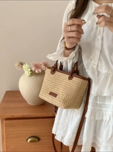 Woven Summer Knot Straw Tote with FREE crossbody sling