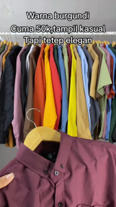 Kemeja Burgundi Pria Wanita Lengan Panjang Premium Hem Kemeja Kasual Formal