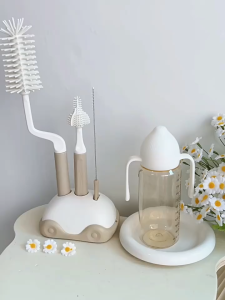 Bộ bàn chải cọ rửa bình sữa 3in1 BABYVIVA đầu chải silicon mềm mại mật độ cao tay cầm xoay 360 độ