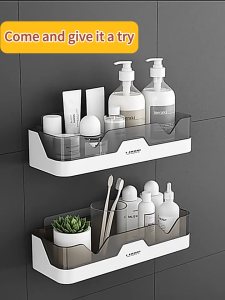 Bathroom Toilet Organizer Storage Shelf Rack Wall Mounted Rectangle Shelf No Drill No Punch