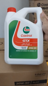 Nhớt máy castrol GTX 20w50 4L nhãn mới 2024 Chính Hãng cho ô tô con
