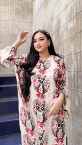 DASTER GAMIS MIDI LENGAN 3/4 RAYON MOTIF RESLETING BUSUI LONGDRES PANJANG SEMATA KAKI JUMBO LD120