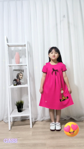 Baju Pakaian Anak Cewek Perempuan Dress Sabrina Usia Tanggung Umur 3 4 5 6 7 8 Tahun Bordir Jerapah