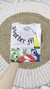 Baju Kaos Distro Anak Laki Laki Gambar Kartun Monster Warna Putih Usia 1-13 Tahun