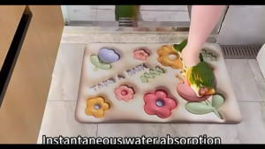 MHJ 2 Size ANTI-SLIP / GEL 3D Style Flower Diatomite Mat / Super Absorbent Floor Mat / Quick Drying Door Mat / GEL Mat