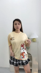 CAROTYLES S Kaos Couple Keluarga Chip HI Wanita Lengan Pendek Katun