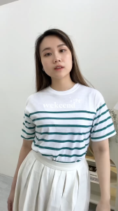 CAROTYLES S Kaos Couple Keluarga Motif GARIS BAWAH Wanita dan Anak Lengan Pendek Katun
