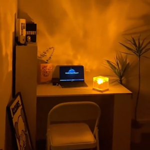 Đèn Bàn Sáng Tạo 3D Đế Gỗ Với Hiệu Ứng Gợn Sóng Nước Trang Trí Phòng Ngủ Tạo Không Gian Lãng Mạng