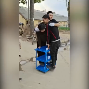 Ni-Tool Heavy-Duty 3-Tier Steel Tool Organizer Cart with Solid Rubber Wheels