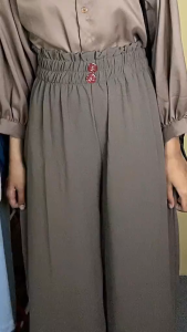 Celana Wanita Kulot Crinkle Airflow Kancing Depan 2 Premium (Panjang)