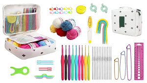 59 PCS Crochet Kit Set DIY Sewing Hook Beginner Knitting Crochet Soft Grip Wool Crochet Tools Benang Kait Crochet Bag