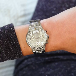 [Promo] Jam Tangan Wanita Guess GW0320L1 MOONLIGHT Silver Tone Case Silver Tone Stainless Steel Original Garansi 2 Tahun [✔COD][100% Authentic]