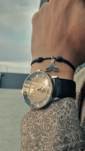 Gelang Tali Manik Lucu Unik Enamel/Alloy Ekor Paus Hitam Korean vintage Style Adjustable