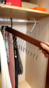 COD 8 Hooks Non-Slip Solid Wood Hanger Space Saving Woman Bra Hanger Man Belt Tie Hanger Durable