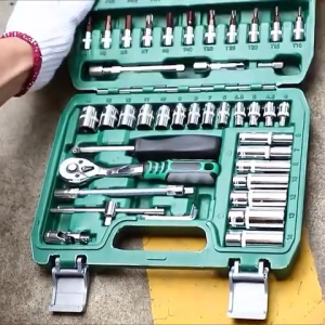 ISKU kunci shock set kunci mata sok 53 pcs set socket (1/4\\\") full toolkit set 24gigi / 72gigi rachet alat perbaikan mobil set