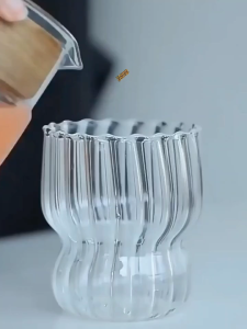 Crystal House Borosilicate Glass Cup with Textured Surface for Hot and Cold Drinks Designed For Water Coffee Juice Drink