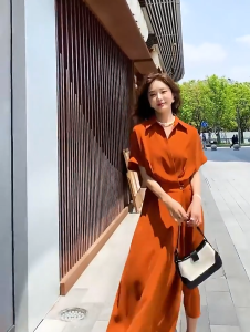 Baju kemeja premium multiple color optional French long dress