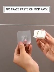 Borong365 Adhesive Wall Mounted Mop Broom Organizer Broom Hook Holder Bathroom Penyangkut Penyapu Pemegang Mop 拖把挂钩