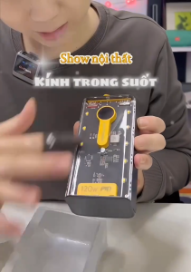 Sạc Dự Phòng Trong Suốt 30000mAh 120W Sạc Siêu Nhanh Siêu Bền Kết Hợp Led Soi Sáng Với 4 Đầu Sạc Và 3 Cổng Sạc Tiện Dụng 2 Cổng USB 1 Cổng Type C