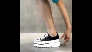 KF Shoess Sepatu Wanita Canvas Bertali Fashion Import Korea Sepatu Sneakers Wanita Hak Tinggi Fashionable Sepatu Casual Sepatu Sport Shoes Sepatu Wanita Terbaru 2024 Sepatu Sekolah Remaja Wanita Sepatu Wanita Hitam