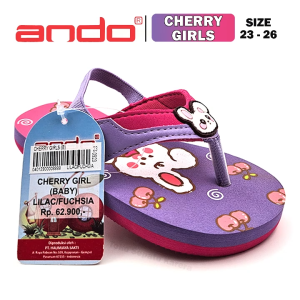 Sandal Jepit Anak Perempuan – ANDO – CHERRY GIRLS – Size 23-26 – Outdoor – Casual – Fashion Lilac Fuchsia