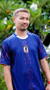 เสื้อฟุตบอลญี่ปุ่น เสื้อฟุตบอล Japan สำหรับผู้ชาย-ชาย มาก 30-35 บางก่อน พิมพ์ลายทั้งตัว JP-011