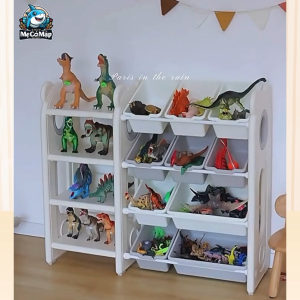 Kệ Đồ Chơi Cho Bé Tiện Lợi 4 Tầng Kèm 3 Hộc Để Đồ Kệ Đựng Đồ Chơi Trắng Ghi Sang Trọng Nhựa Nguyên Sinh Chắc Chắn