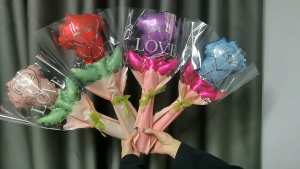 Bouquet Balon Foil Bentuk Love / Mawar / Bunga Matahari variasi Mawar Random