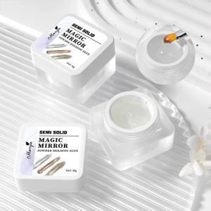 MS.W Semi Solid Nail Magic Mirror Powder Molding Glue Clear Used with Mirror Powder 8g Solid Gel for Nails