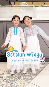 Dungdungkids Setelan Rok Anak Widya Katun Bordir Bunga Tile Puring 3 - 12 Tahun