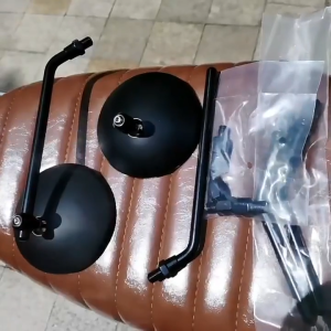 กระจกมองหลังมอเตอร์ไซค์แบบบานเลื่อน สีดำ พร้อมขาจับแบบ Universal สำหรับ Suzuki/Kawasaki 2 ชุด