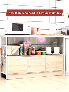 POANDH Household Multi-Functional Storage Rack Kitchen Cabinet Organizer Wooden shelf Organizer for Microwave Condiment