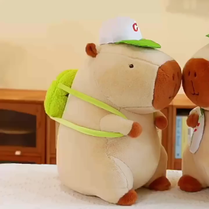 Gấu Bông Capybara Hồng Rút Dâu Tây- Gấu Bông Chuột Lang Nước Capybara Hồng Ăn Dâu Tây Cao Cấp Dễ Thương.  Thú Bông Thú Nhồi Bông