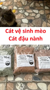 Cát đậu phụ Tofu VCAT 3L Cát vệ sinh cho mèo lót ổ chuột Hamster làm từ bã đậu nành Hữu cơ hòa tan trong bồn cầu