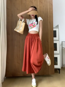 Summer Pants Womens Solid Color Elastic Waist Wide Leg Pants Thin Large Size Loose Pants