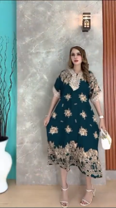 Daster Variasi Renda Arab Motif / Dress Arabian Rayon Motif Premium / Jumbo LD 120cm PB 120cm Busui