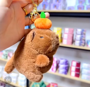 💕SẴN KHO💕 MÓC KHOÁ CHUỘT LANG Kéo Quẫy Đuôi Nghộ Nghĩnh CAPYBARA-Quà Tặng Dễ Thương-Lông Mịn