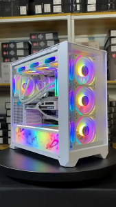 [ Black / White ] W10 ATX Double side tempered glass transparent view PC Gaming Case / Casing