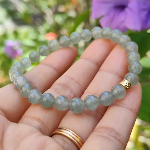 Premium grade Icy Light Green Hue with 27 beads and size of 6.2mm Natural Type A Jadeite Bracelet come with QIC labs approved certificate weigh 12.30 grams suitable for daily wear or for collection (bracelet10)