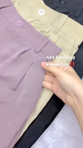 Celana Loose Pants Trousers Wanita Celana Anti Kusut Celana Kulot Wanita Celana Kantor Formal/Casual