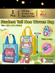 Gift Bag Tall Student Nonwovens Storage Bag Birthday Tote Goodies Bag Hadian Budak Sekolah Beg Non Woven Fabric Bag (154) Snacks Cartoon Packaging Bag