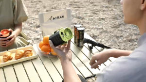 Heyman Mini Portable Waist Fan USB Hanging Waist Hanging Neck Outdoor Cooling Fan 6000 mAh Charging Bank Built-in Lighting Function