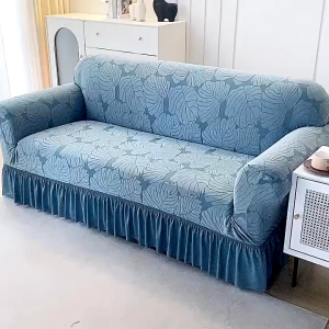 1/2/3/4 Seater Sofa Cover Dustproof Cover Cotton Fabric with Skirt Lace Sofa Cover Universal Stretch Slipcover Cover