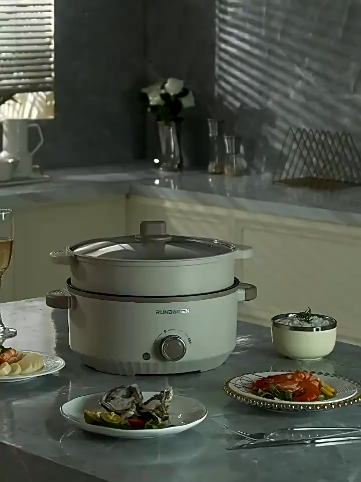 KONKO 5L Large Capacity Multifunctional Electric Cooker 电煮锅 Non-Stick Multi Cooker with Steamer 28CM Upgraded Electric Hot Pot