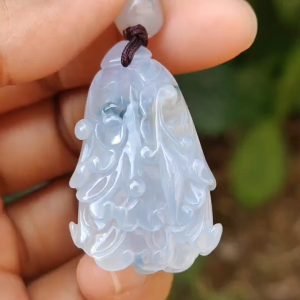 LavenderGreen and Yellow Natural Type A Jadeite Jade crafted with shape of Cabbage as Pendant certificate weigh 8.16 grams measurement 36.9 * 22 * 8.2 mm (pendant238)
