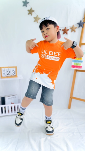 Kaos Anak Laki-Laki Keren Motif Semi Fullprint Orange KL 007
