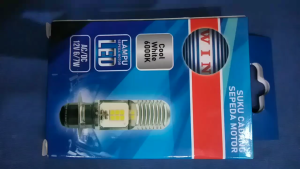 BOLAM DOP LAMPU DEPAN LED KAKI 1 MATIC GRAND JUPITER VEGA MIO SUPRA KARISMA T19 AC DC MERK WIN