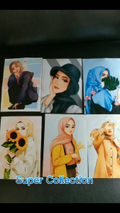 Patch Jahit Karakter Muslimah UK 20X14CM Stiker Jahit Baju Aksesoris Bordiran Emblem Tempelan